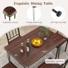 Giantex 5-Piece Dining Table Set, Mid-Century Kitchen Table Set for 4, Wooden Table & 4 Chairs with Metal Frame, Space-Saving Dinette Set for Small Place, Kitchen, Dining Room (Cherry Brown)