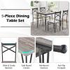 Giantex 5-Piece Dining Table Set, Modern Rectangular Dining Table & 4 Dining Chairs Set with Metal Frame, Kitchen Table and Chairs Set for Small Space, Dinette, Breakfast Nook (Black Oak)