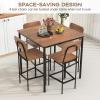 Giantex 5-Piece Dining Table Set W/Counter Height Table & 4 Bar Stools, Industrial Kitchen Dining Table Set W/Footrest & Backrest, Space-Saving Dinette Set for Pub, Dining Room, Restaurant (Teak)(Teak)