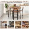 Giantex 5-Piece Dining Table Set W/Counter Height Table & 4 Bar Stools, Industrial Kitchen Dining Table Set W/Footrest & Backrest, Space-Saving Dinette Set for Pub, Dining Room, Restaurant (Teak)(Teak)