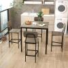 Giantex 5-Piece Dining Table Set W/Counter Height Table & 4 Bar Stools, Industrial Kitchen Dining Table Set W/Footrest & Backrest, Space-Saving Dinette Set for Pub, Dining Room, Restaurant (Teak)(Black Oak)