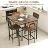 Giantex 5-Piece Dining Table Set W/Counter Height Table & 4 Bar Stools, Industrial Kitchen Dining Table Set W/Footrest & Backrest, Space-Saving Dinette Set for Pub, Dining Room, Restaurant (Teak)(Mix Brown)
