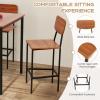 Giantex 5-Piece Dining Table Set W/Counter Height Table & 4 Bar Stools, Industrial Kitchen Dining Table Set W/Footrest & Backrest, Space-Saving Dinette Set for Pub, Dining Room, Restaurant (Teak)(Walnut)