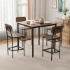 Giantex 5-Piece Dining Table Set W/Counter Height Table & 4 Bar Stools, Industrial Kitchen Dining Table Set W/Footrest & Backrest, Space-Saving Dinette Set for Pub, Dining Room, Restaurant (Teak)(Mix Brown)