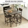 Giantex 5-Piece Dining Table Set W/Counter Height Table & 4 Bar Stools, Industrial Kitchen Dining Table Set W/Footrest & Backrest, Space-Saving Dinette Set for Pub, Dining Room, Restaurant (Teak)(Black Oak)