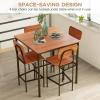 Giantex 5-Piece Dining Table Set W/Counter Height Table & 4 Bar Stools, Industrial Kitchen Dining Table Set W/Footrest & Backrest, Space-Saving Dinette Set for Pub, Dining Room, Restaurant (Teak)(Walnut)