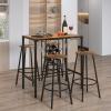 Giantex 5-Piece Dining Table Set for 4, Multifunctional 39.5″ x 23.5″ Bar Table with Glass Holders, Wine Rack, 4 Barstools, Kitchen Table and Chairs Set for Small Space, Pub, Dinette, Living Room