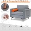 Giantex 97″ Sectional Sofa Couch, 3-Seater Modular Sleeper with USB Ports 3-Hole Socket, Thick Cushion, 2 Bolsters, Armrest Magazine Pocket, Metal Legs, for Living Room Reception Bedroom, Dark Grey(Grey&orange)