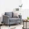 Giantex 97″ Sectional Sofa Couch, 3-Seater Modular Sleeper with USB Ports 3-Hole Socket, Thick Cushion, 2 Bolsters, Armrest Magazine Pocket, Metal Legs, for Living Room Reception Bedroom, Dark Grey(Grey&orange)