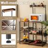 Giantex Bakers Rack, 4-Tier Microwave Stand with Storage, Kitchen Utility Shelves, Wire Basket with 5 Hooks, Spice Rack for Organizing Utensils, Work Station with Countertop, 35.5″ L×16″ W×54.5″ H(Coffee&black)