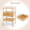 Giantex Bamboo Nightstands Set of 2, Wood Side Tables with Drawer and 2 Storage Shelves, Multifunctional Bedside Tables for Small Spaces, MCM Boho Style End Tables for Bedroom Office, Natural(Set of 2)