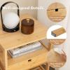 Giantex Bamboo Nightstands Set of 2, Wood Side Tables with Drawer and 2 Storage Shelves, Multifunctional Bedside Tables for Small Spaces, MCM Boho Style End Tables for Bedroom Office, Natural(Set of 1)