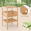 Giantex Bamboo Nightstands Set of 2, Wood Side Tables with Drawer and 2 Storage Shelves, Multifunctional Bedside Tables for Small Spaces, MCM Boho Style End Tables for Bedroom Office, Natural(Set of 1)