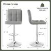 Giantex Bar Stools Set of 1, Modern PU Leather Height Adjustable Barstools with Back, Footrest, Metal Base, Armless Counter Height Swivel Stools for Kitchen Island, Home Bar, Cafe, Pub, Black(Grey)