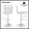 Giantex Bar Stools Set of 1, Modern PU Leather Height Adjustable Barstools with Back, Footrest, Metal Base, Armless Counter Height Swivel Stools for Kitchen Island, Home Bar, Cafe, Pub, Black(White)