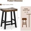 Giantex Bar Stools Set of 2, 24″ Counter Height Saddle Stools, Bar Dining Chairs with Rubber Wood Frame & Footrest, Backless Barstools for Kitchen Island, Dining Room, Pub, Rustic Brown(2)