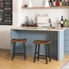 Giantex Bar Stools Set of 2, 24″ Counter Height Saddle Stools, Bar Dining Chairs with Rubber Wood Frame & Footrest, Backless Barstools for Kitchen Island, Dining Room, Pub, Rustic Brown(1)
