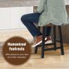 Giantex Bar Stools Set of 2, 24″ Counter Height Saddle Stools, Bar Dining Chairs with Rubber Wood Frame & Footrest, Backless Barstools for Kitchen Island, Dining Room, Pub, Rustic Brown(1)