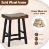 Giantex Bar Stools Set of 2, 24″ Counter Height Saddle Stools, Bar Dining Chairs with Rubber Wood Frame & Footrest, Backless Barstools for Kitchen Island, Dining Room, Pub, Rustic Brown(2)
