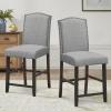 Giantex Bar Stools Set of 2, 25″ Counter Height Bar Dining Chairs with Rubber Wood Legs, Footrest, Max Load 330 Lbs, Nailed Upholstered Barstools with Back for Kitchen Island, Grey(Grey)