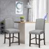 Giantex Bar Stools Set of 2, 25″ Counter Height Bar Dining Chairs with Rubber Wood Legs, Footrest, Max Load 330 Lbs, Nailed Upholstered Barstools with Back for Kitchen Island, Grey(Grey)