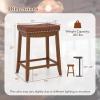 Giantex Bar Stools Set of 2, 25″ Counter Height Bar Stools w/Saddle Seat, Footrest, Rivet, Button Tufted, Rubber Wood Frame, Upholstered PU Leather Backless Barstools for Kitchen, Dining Room, Pub(2)