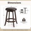 Giantex Bar Stools Set of 2, 29″ Bar Height Bar Stools w/ 360° Swivel Round Seat & Footrest, Rubber Wood Frame, Upholstered PU Leather Backless Barstools for Kitchen, Dining Room, Pub, Brown(1)
