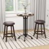 Giantex Bar Stools Set of 2, 29″ Bar Height Bar Stools w/ 360° Swivel Round Seat & Footrest, Rubber Wood Frame, Upholstered PU Leather Backless Barstools for Kitchen, Dining Room, Pub, Brown(2)