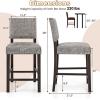 Giantex Bar Stools Set of 4, 26″ Counter Height Stools w/Solid Rubber Wood Legs & Footrest, Modern Linen Fabric Bar Dining Chairs, Rivet Upholstered Barstools for Kitchen Island, Dining Room, Grey