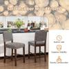 Giantex Bar Stools Set of 4, 26″ Counter Height Stools w/Solid Rubber Wood Legs & Footrest, Modern Linen Fabric Bar Dining Chairs, Rivet Upholstered Barstools for Kitchen Island, Dining Room, Grey
