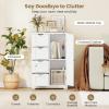 Giantex Bathroom Cabinet, Freestanding Storage Cabinet with 1 Door & 4 Drawers, 3-Level Adjustable Shelf, Anti-toppling System, Modern Storage Organizer for Bathroom, Living Room, Kitchen (Gray)(Off White)