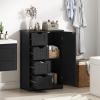 Giantex Bathroom Cabinet, Freestanding Storage Cabinet with 1 Door & 4 Drawers, 3-Level Adjustable Shelf, Anti-toppling System, Modern Storage Organizer for Bathroom, Living Room, Kitchen (Gray)(Black)