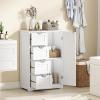 Giantex Bathroom Cabinet, Freestanding Storage Cabinet with 1 Door & 4 Drawers, 3-Level Adjustable Shelf, Anti-toppling System, Modern Storage Organizer for Bathroom, Living Room, Kitchen (Gray)(Off White)