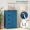 Giantex Bathroom Cabinet, Freestanding Storage Cabinet with 1 Door & 4 Drawers, 3-Level Adjustable Shelf, Anti-toppling System, Modern Storage Organizer for Bathroom, Living Room, Kitchen (Gray)(Blue)