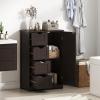 Giantex Bathroom Cabinet, Freestanding Storage Cabinet with 1 Door & 4 Drawers, 3-Level Adjustable Shelf, Anti-toppling System, Modern Storage Organizer for Bathroom, Living Room, Kitchen (Gray)(Brown)