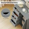 Giantex Bathroom Cabinet, Freestanding Storage Cabinet with 1 Door & 4 Drawers, 3-Level Adjustable Shelf, Anti-toppling System, Modern Storage Organizer for Bathroom, Living Room, Kitchen (Gray)(Grey)