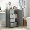 Giantex Bathroom Cabinet, Freestanding Storage Cabinet with 1 Door & 4 Drawers, 3-Level Adjustable Shelf, Anti-toppling System, Modern Storage Organizer for Bathroom, Living Room, Kitchen (Gray)(Grey)