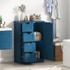 Giantex Bathroom Cabinet, Freestanding Storage Cabinet with 1 Door & 4 Drawers, 3-Level Adjustable Shelf, Anti-toppling System, Modern Storage Organizer for Bathroom, Living Room, Kitchen (Gray)(Blue)