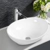 Giantex Bathroom Sink, Vessel Sink 16×13 Inch, Basin Porcelain with Anti-clogging Pop Up Drain, Countertop Bathroom Vanity Vessel Sink, Oval Ceramic Sink Bowl, Bathroom Vessel Sink, White