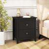 Giantex Black Nightstand, Modern 2 Drawers Night Stand with Handles, Sofa Side Table with Sturdy Legs for Small Spaces, College Dorm, Kids’ Room, Wooden Bedside Table for Bedroom, Black(Black)