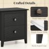 Giantex Black Nightstand, Modern 2 Drawers Night Stand with Handles, Sofa Side Table with Sturdy Legs for Small Spaces, College Dorm, Kids’ Room, Wooden Bedside Table for Bedroom, Black(Black)