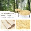 Giantex Boho Round Coffee Table Set of 2, Sofa Side Nesting Table with Solid Pine Wood Top, Metal Legs & Adjustable Foot Pads, 31.5″ D Large Table Set for Living Room (Ring Pattern, Natural)(Natural)