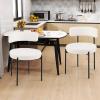 Giantex Boucle Dining Chairs Set of 2, Upholstered Round Kitchen Chair with Curved Backrest & Metal Legs, Modern Armless Side Chair, White Sherpa Accent Chairs for Dining Room(1Count (Pack of 2))