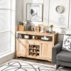 Giantex Buffet Server Sideboard, Console Wood Dining Table, Cupboard Table with 2 Cabinets, 1 Drawer and 9 Wine Cabinets, Storage Organizer Kitchen and Dining Room (Gray)(Natural)