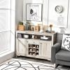 Giantex Buffet Server Sideboard, Console Wood Dining Table, Cupboard Table with 2 Cabinets, 1 Drawer and 9 Wine Cabinets, Storage Organizer Kitchen and Dining Room (Gray)(Grey)