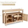 Giantex Buffet Server Sideboard, Console Wood Dining Table, Cupboard Table with 2 Cabinets, 1 Drawer and 9 Wine Cabinets, Storage Organizer Kitchen and Dining Room (Gray)(Natural)