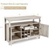 Giantex Buffet Server Sideboard, Console Wood Dining Table, Cupboard Table with 2 Cabinets, 1 Drawer and 9 Wine Cabinets, Storage Organizer Kitchen and Dining Room (Gray)(Grey)