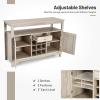 Giantex Buffet Server Sideboard, Console Wood Dining Table, Cupboard Table with 2 Cabinets, 1 Drawer and 9 Wine Cabinets, Storage Organizer Kitchen and Dining Room (Gray)(Grey)