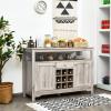 Giantex Buffet Server Sideboard, Console Wood Dining Table, Cupboard Table with 2 Cabinets, 1 Drawer and 9 Wine Cabinets, Storage Organizer Kitchen and Dining Room (Gray)(Grey)