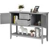 Giantex Buffet Sideboard, Wood Storage Cabinet, Console Table with Storage Shelf, 2 Drawers and Cabinets, Living Room Kitchen Dining Room Furniture, Wood Buffet Server (Coffee Brown)(Grey)